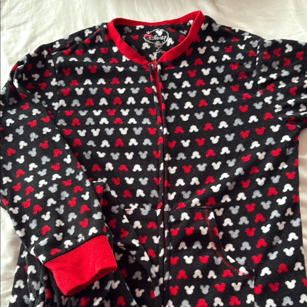 SOLD - Disney Black and Red Mickey Mouse Zip-Up Onesie
